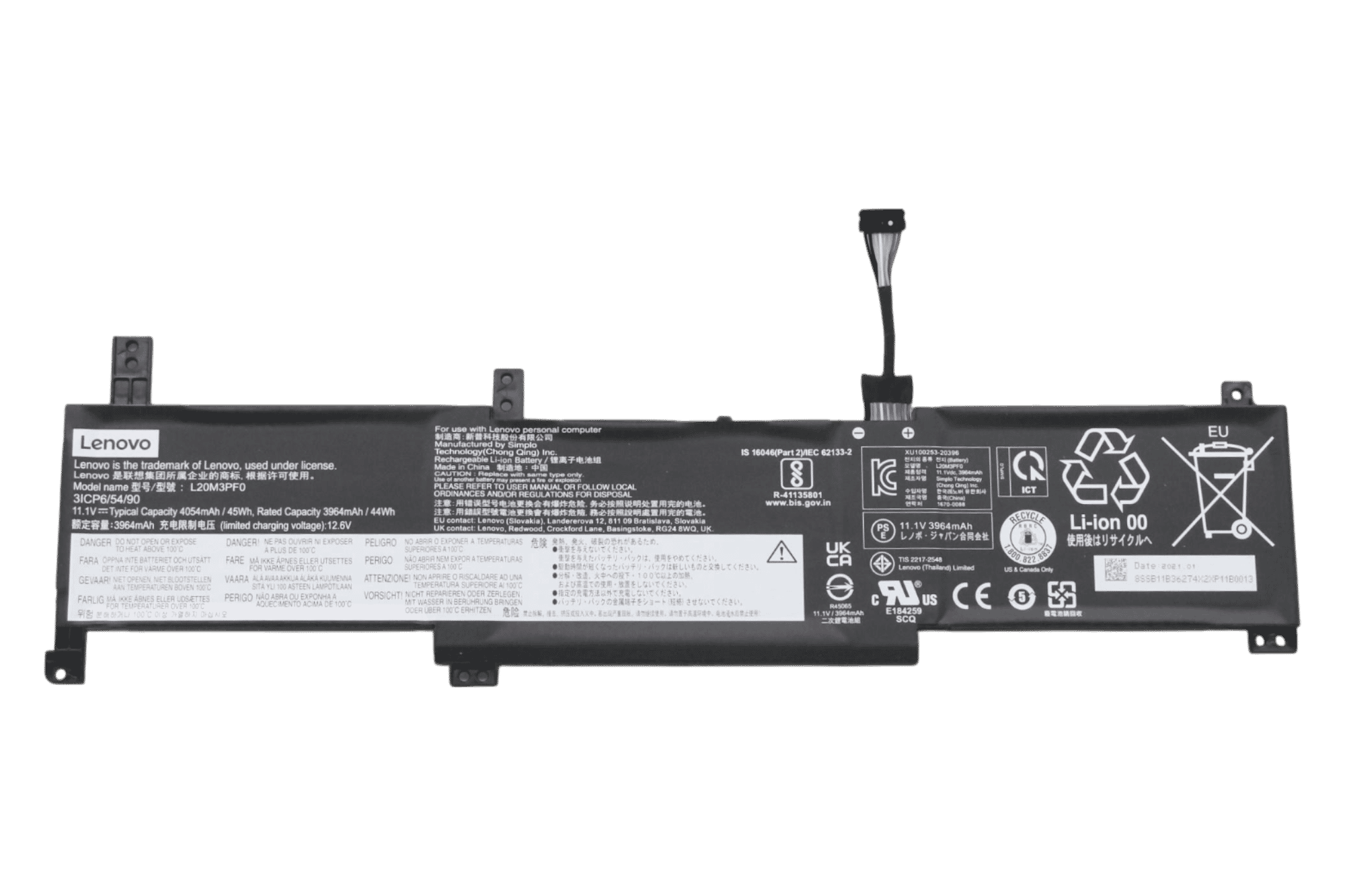 Lenovo Laptop Accu 4054mAh